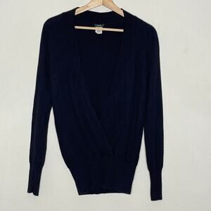 J. CREW WOMEN'S BLACK CASHMERE  WOOL BLEND WRAP‎ SWEATER SIZE XS